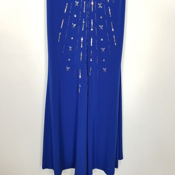 VTG Hailey Logan Dress Sz  5/6 Blue Y2K  Maxi Beaded Sleeveless V Neck Prom - Picture 6 of 8